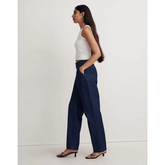 Madewell Baggy Straight Jeans  trousers in Woodham Wash: Pleated Edition 26 - Picture 13 of 14